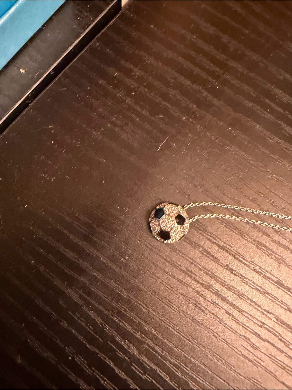 Touchstone Crystal Gold & Black Soccer Pendant Necklace